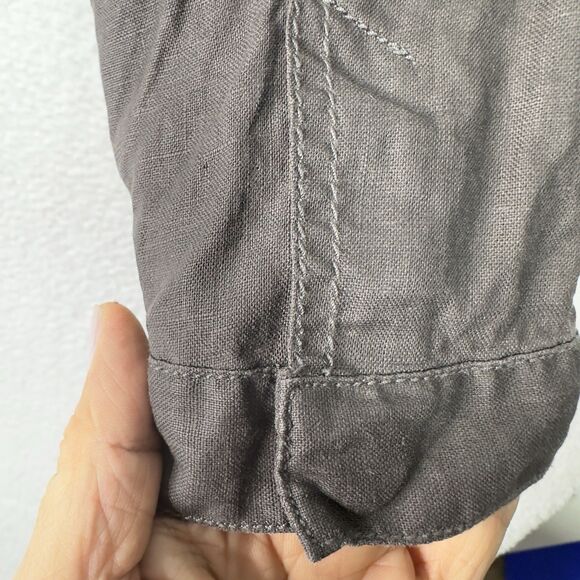 Eileen Fisher Coated Organic Linen Jacket Asymmetrical Zip Petite M Stone Moto - Picture 12 of 16